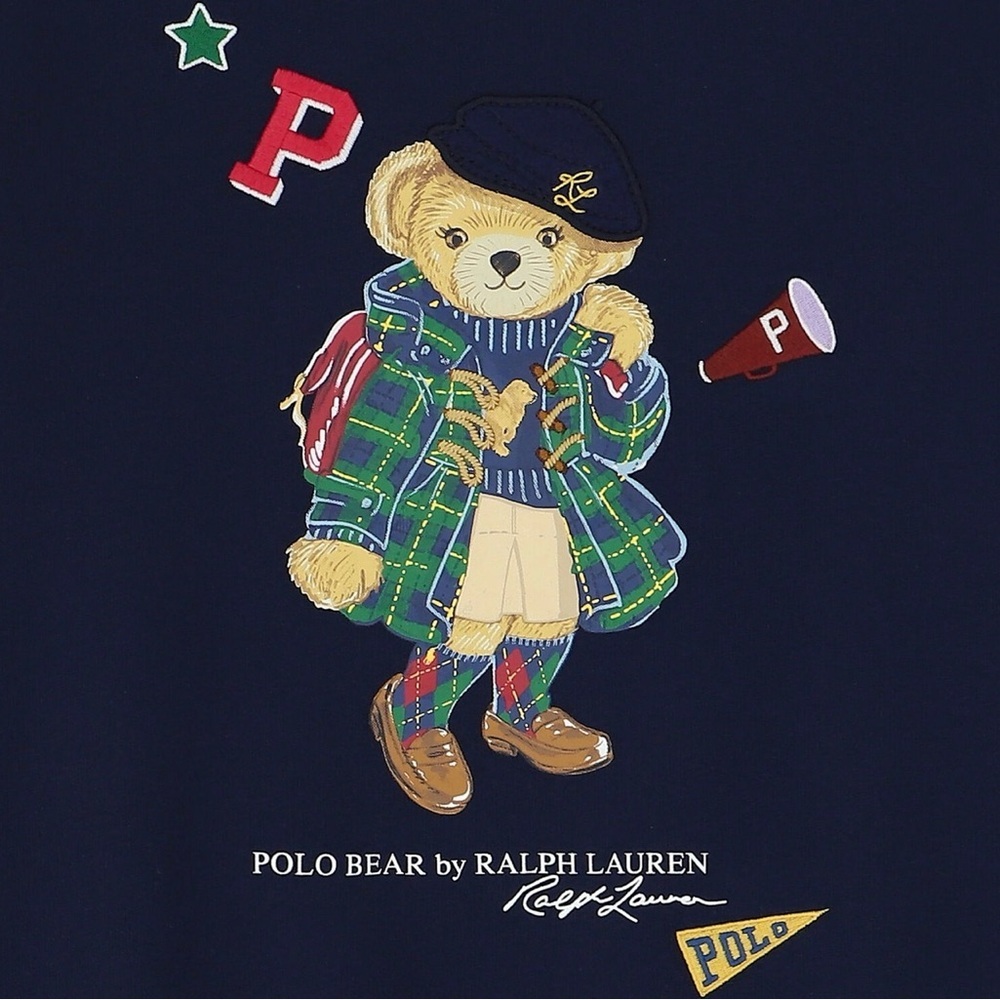 Polo Ralph Lauren Girls Navy Blue Polo Bear Sweatshirt, M (8-10) - Picture 3 of 12